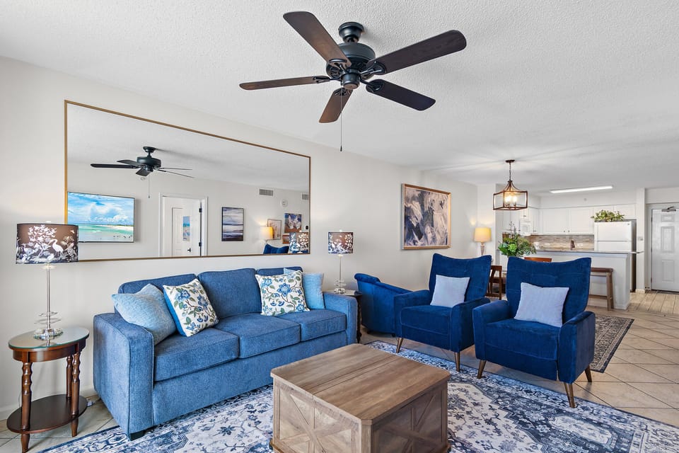 Relax in the living room after a day at the beach