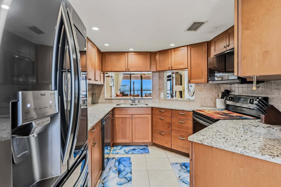 Beautifully updated kitchen with water views in every direction.