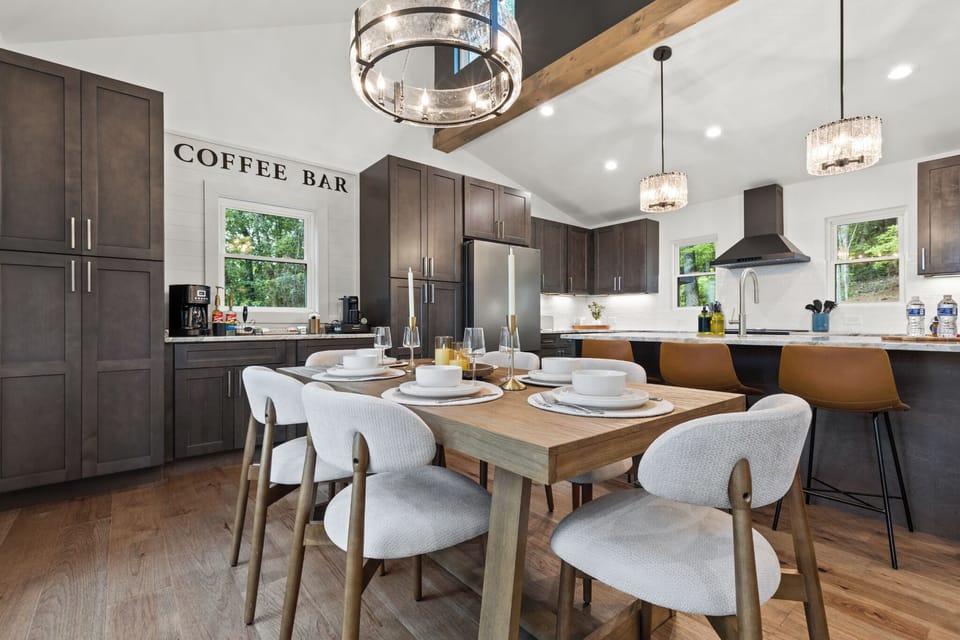 The Coffee Bar keeps a Keurig, drip coffee maker, creamers + syrups stocked.