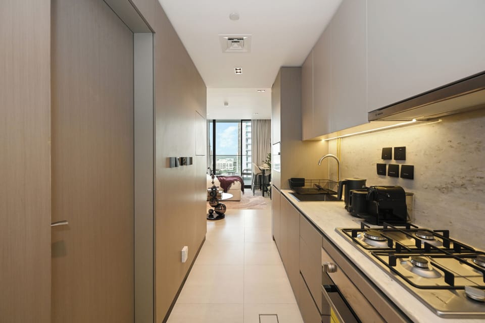 Apartment, Balcony, Pool View | Private kitchen
