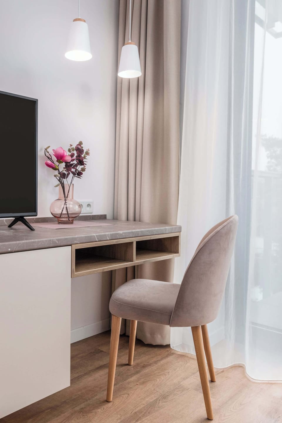 The living area offers a perfect blend of comfort and modern style. 