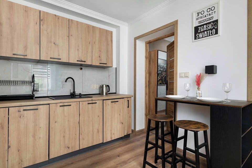 The fully equipped kitchenette includes everything you need for a home-cooked meal.