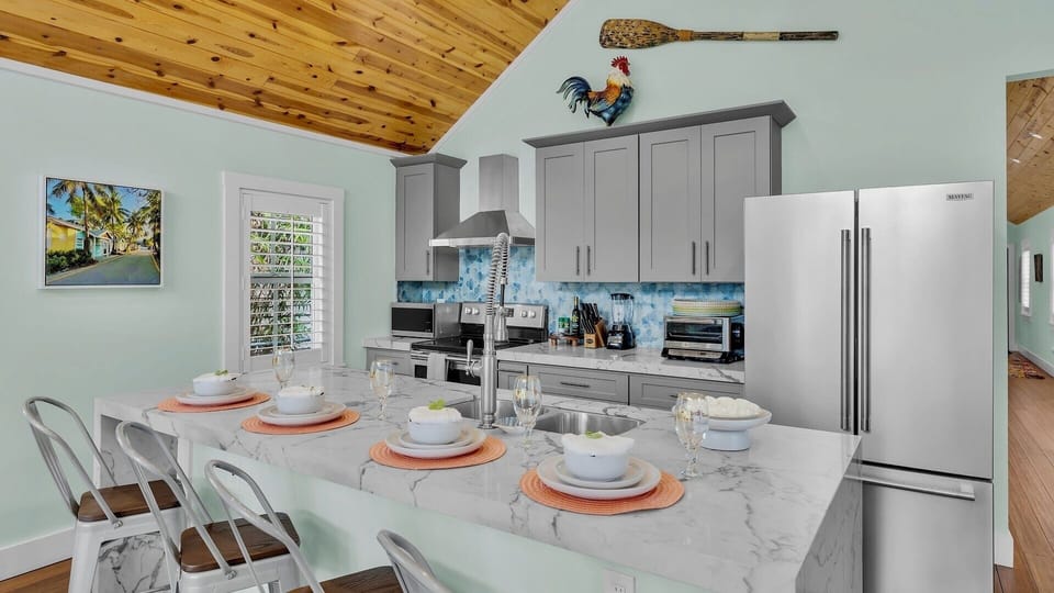 The fully-equipped kitchen comes stocked with all the essentials for home-cooked meals...