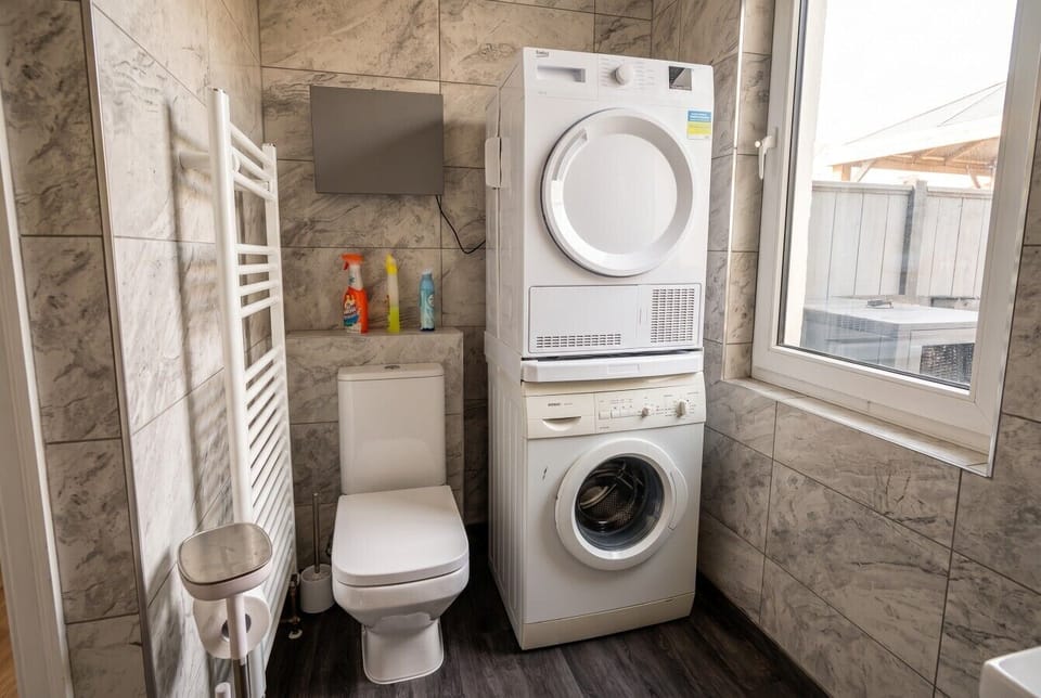 Handy in-unit washer and dryer for longer stays