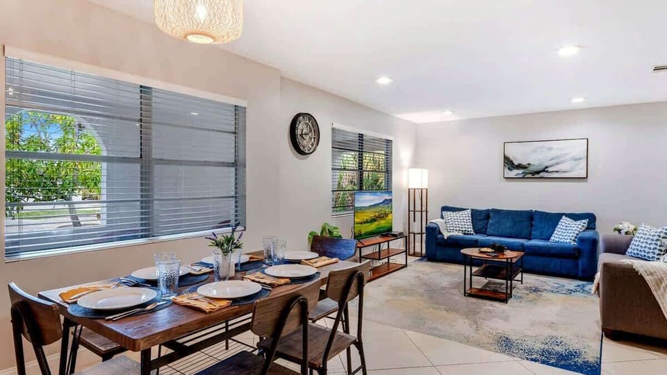 Dining room with view of living room
