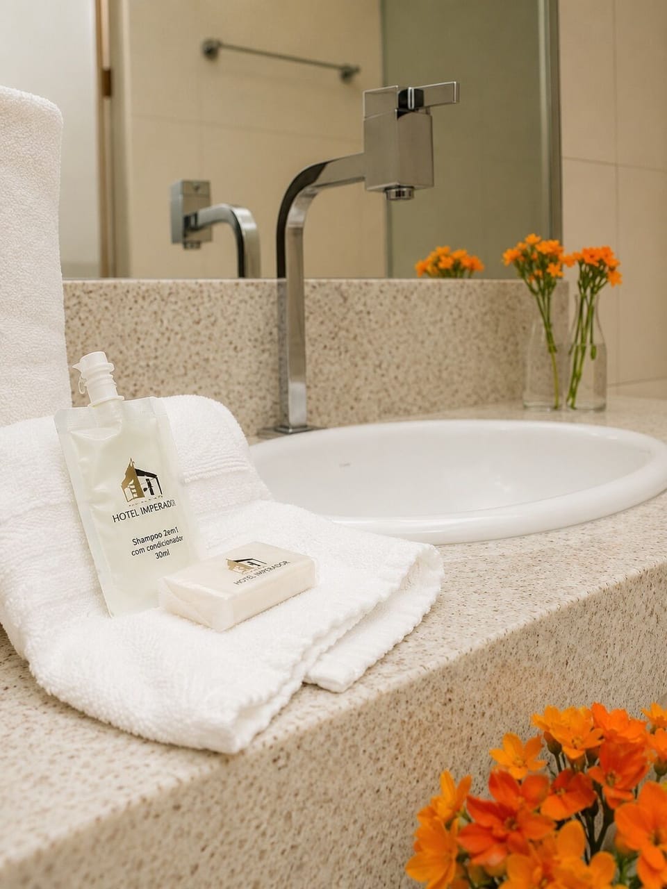 Towels, soap, shampoo, toilet paper