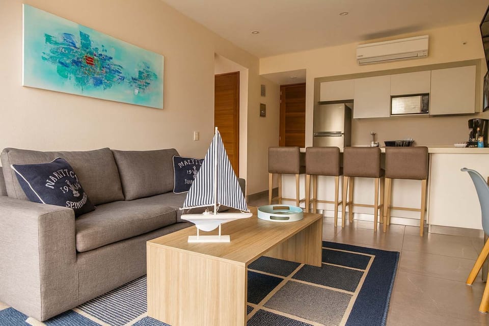 Relax in the stylish living area.