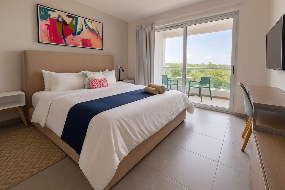 Enjoy a restful night's sleep in the comfortable bedroom.