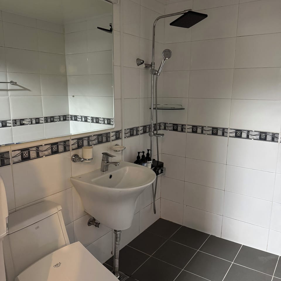 Family Twin Room | Bathroom | Shower, hair dryer, towels, soap