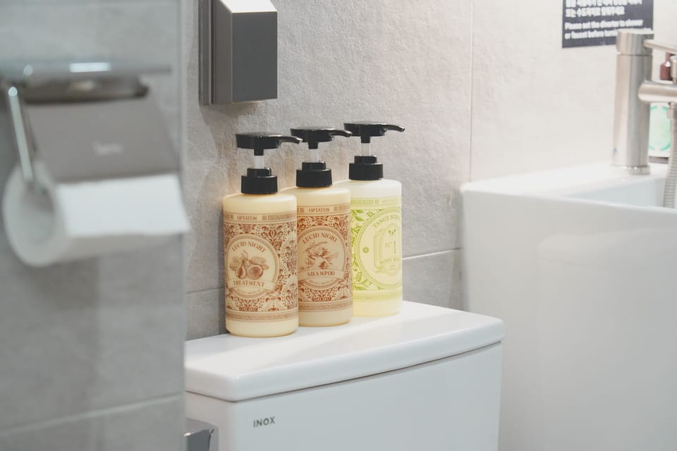 Executive Suite | Bathroom | Hair dryer, towels, shampoo, toilet paper