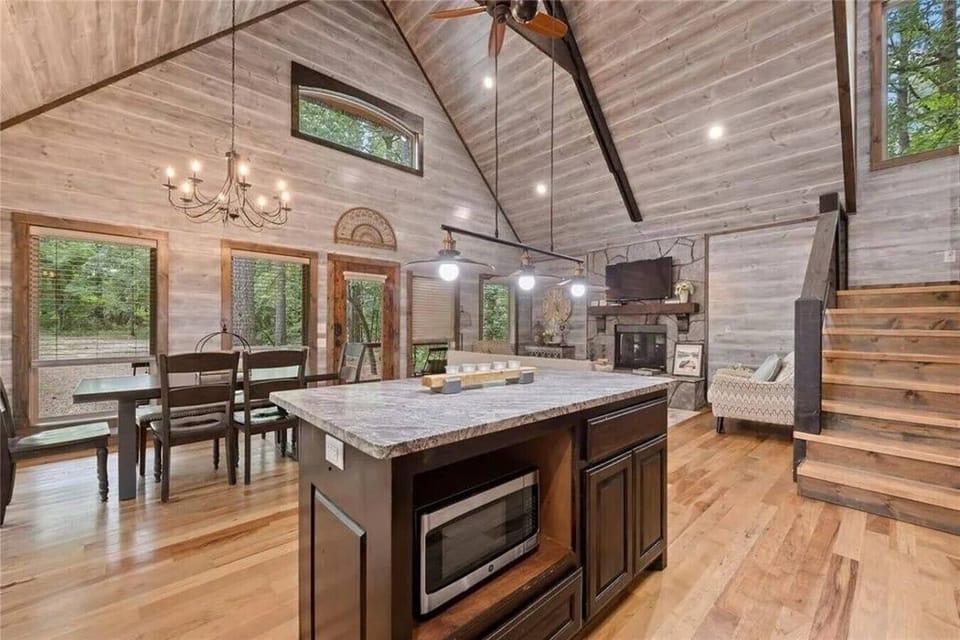 Gather in the bright open-concept living and dining area