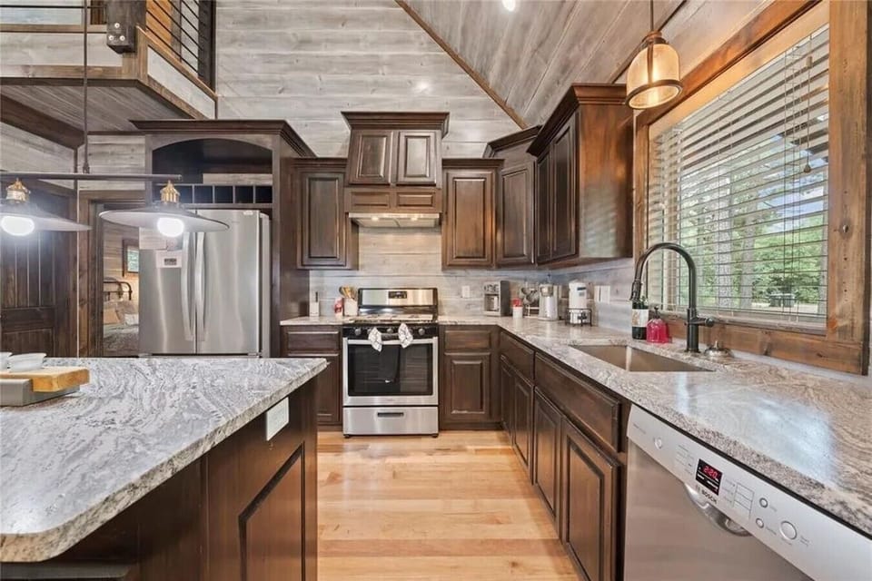 Fully equipped kitchen with stainless steel appliances