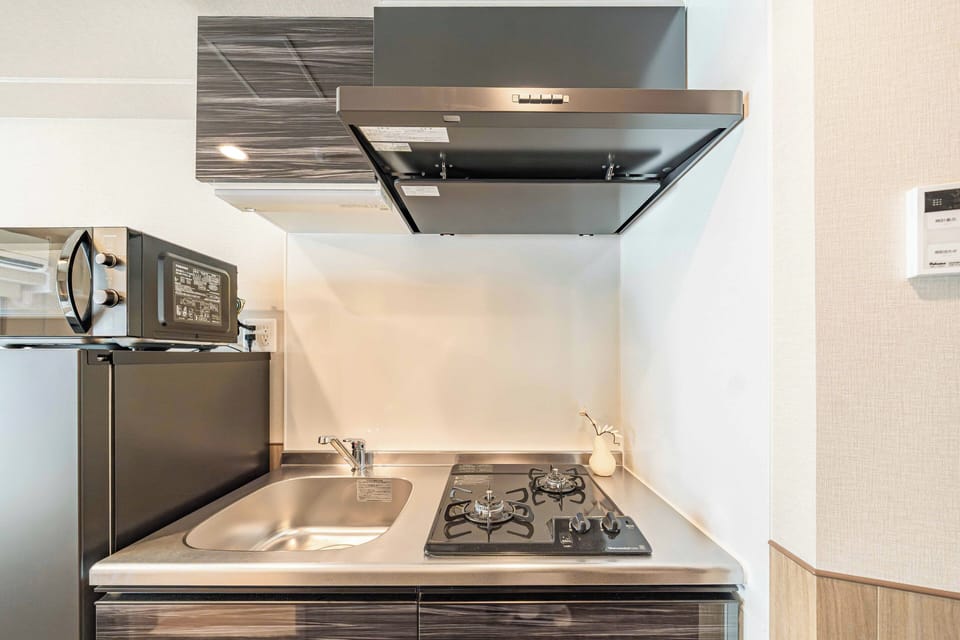 Standard Triple Room, Balcony, City View | Private kitchen | Fridge, microwave, stovetop, cookware/dishes/utensils