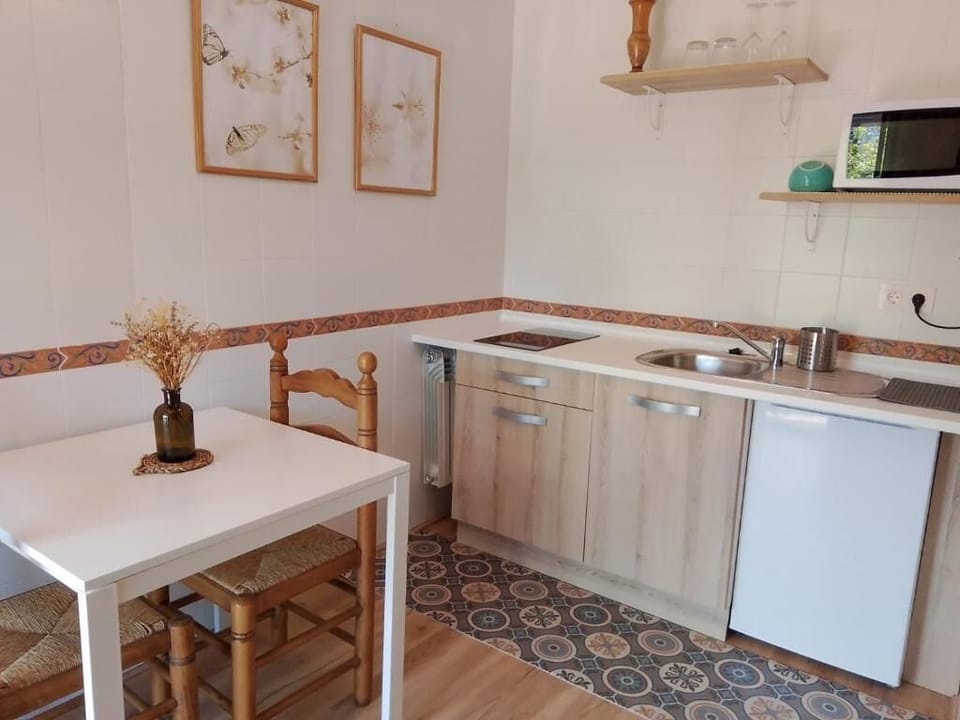 Studio, Balcony, Garden View | Private kitchen