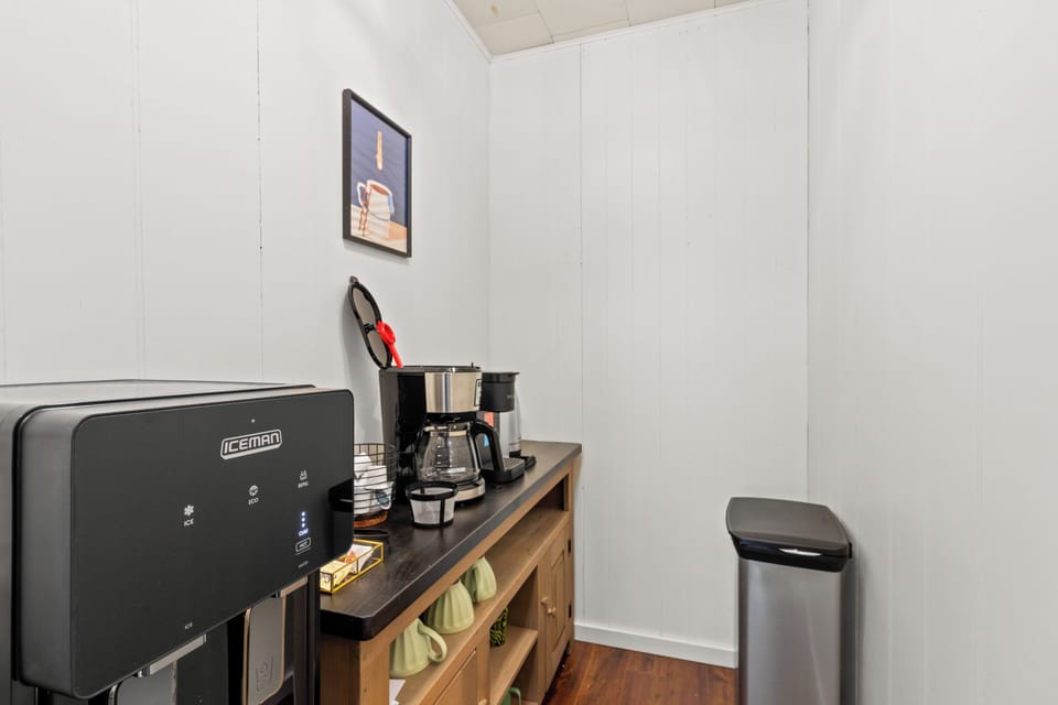 Start your mornings at the dedicated coffee station with both drip coffee and a Keurig.