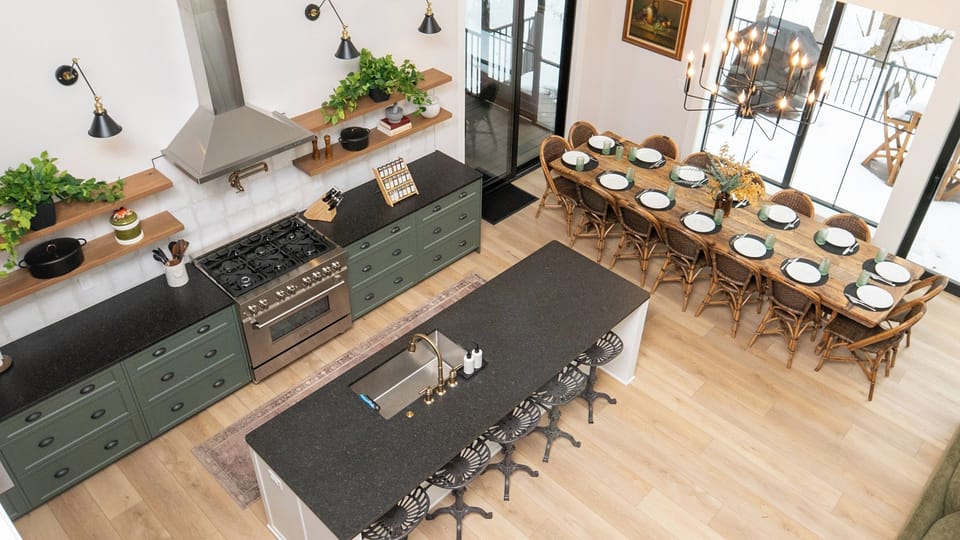 Open kitchen and dining spaces create an effortless flow for gathering together