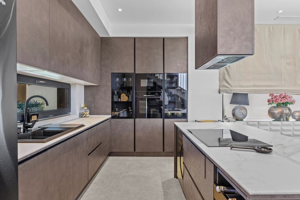 Villa | Private kitchen | Espresso maker, coffee/tea maker, fridge, microwave