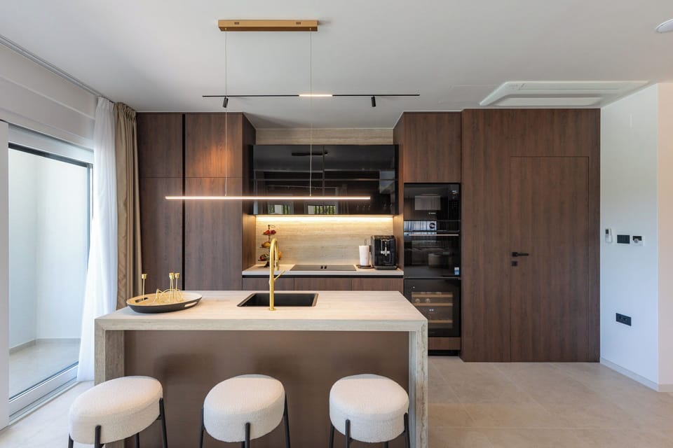 Villa | Private kitchen | Espresso maker, fridge, microwave, oven