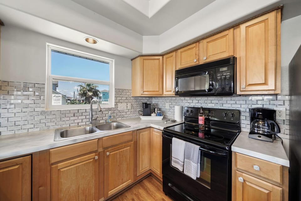 Bright kitchen with modern appliances