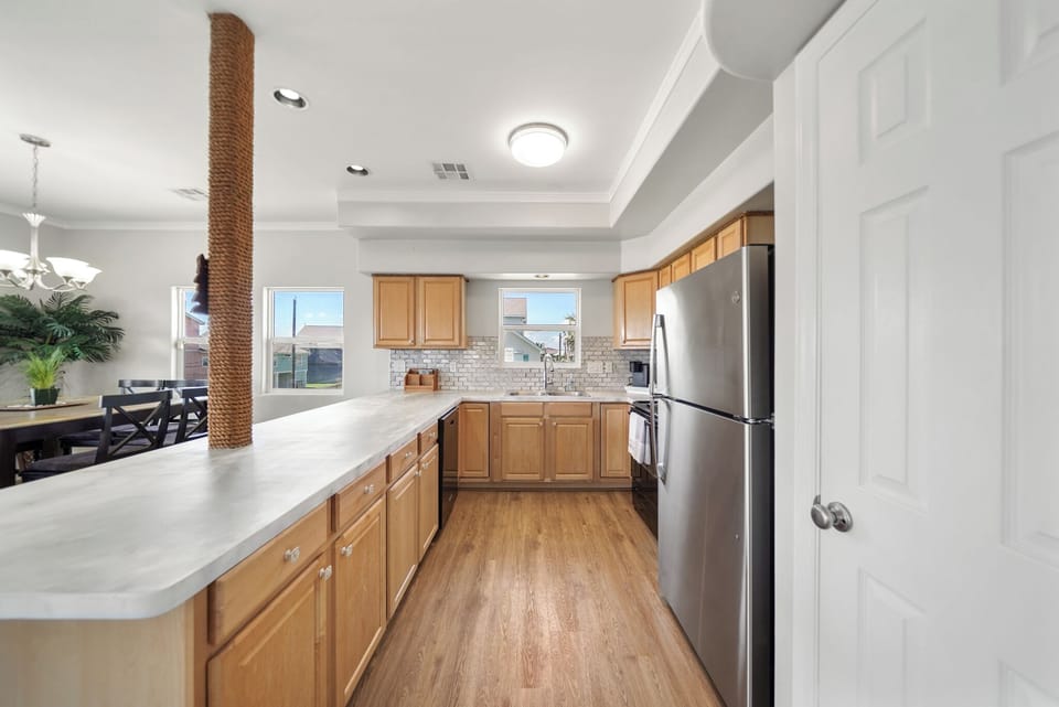 Spacious kitchen with stainless appliances