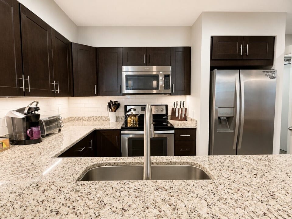 Kitchen opens up to dining room and living room