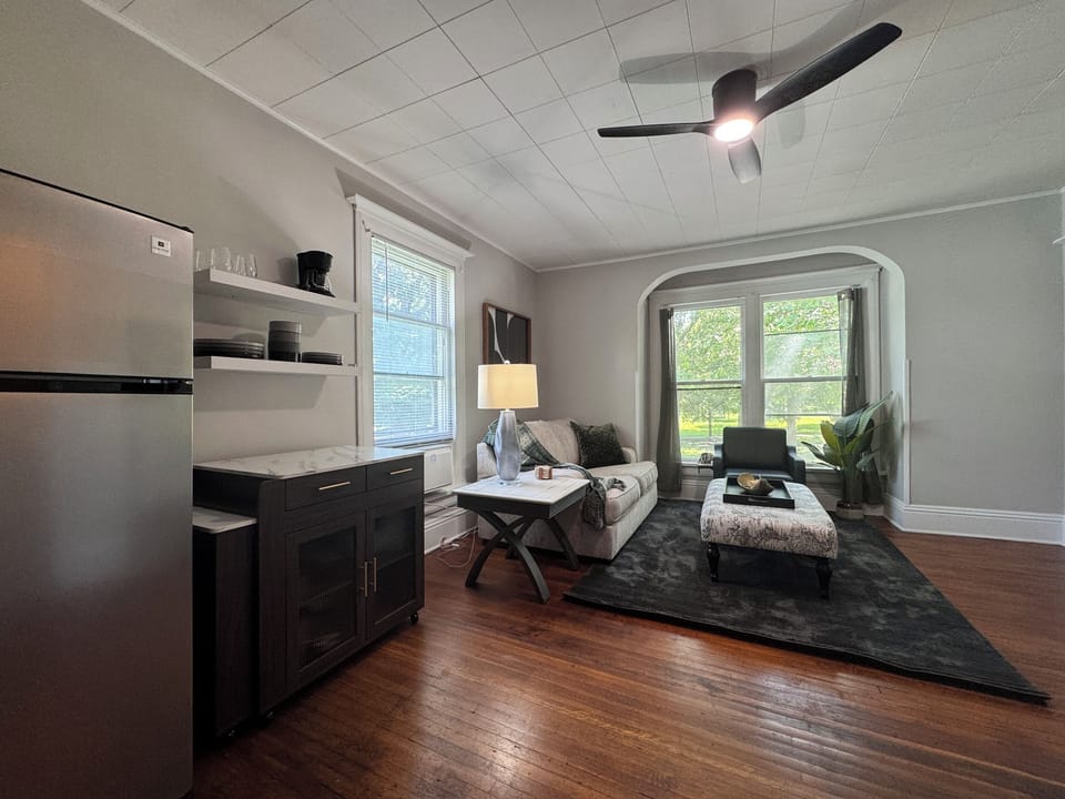 Open concept living room and kitchen area