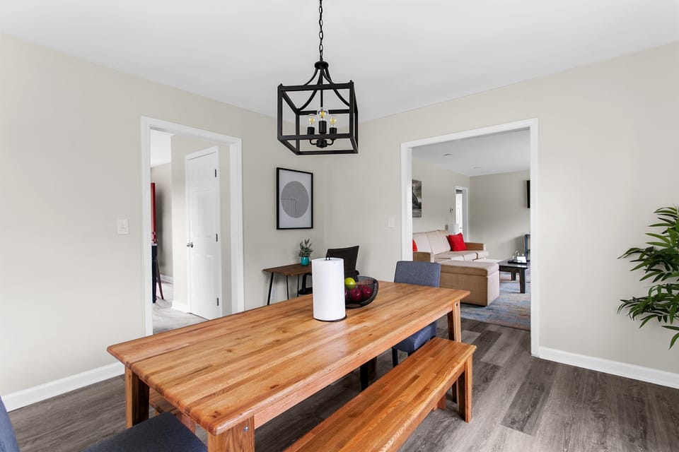 Bring everyone together at this spacious farmhouse-style table—perfect for everything from breakfast to late-night chats.