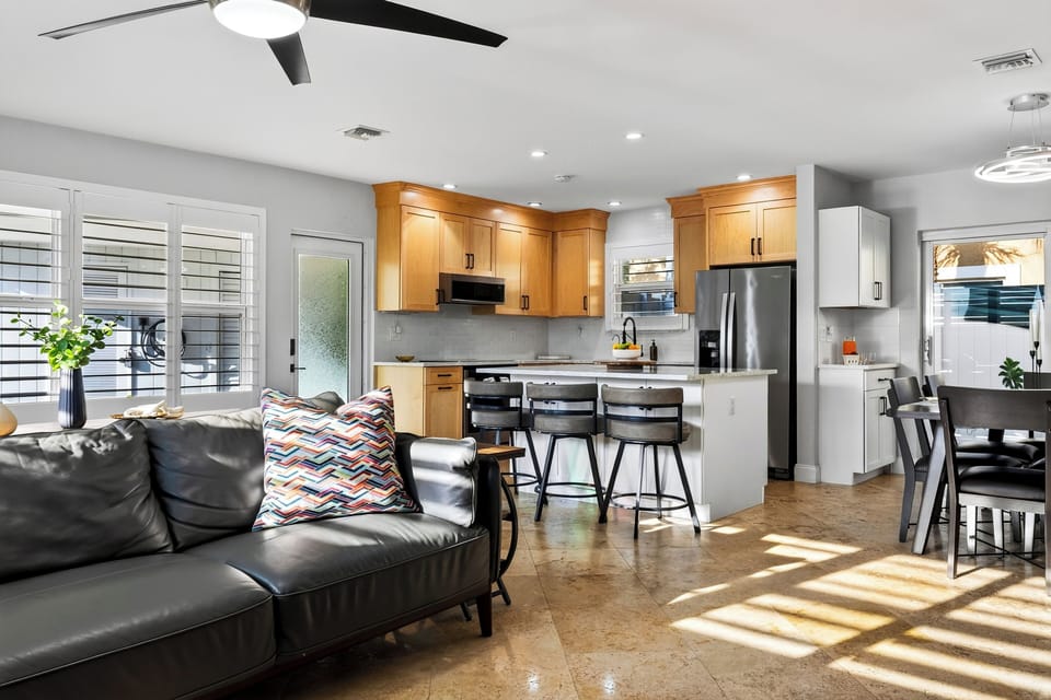 Open living and dining space designed for gathering together.