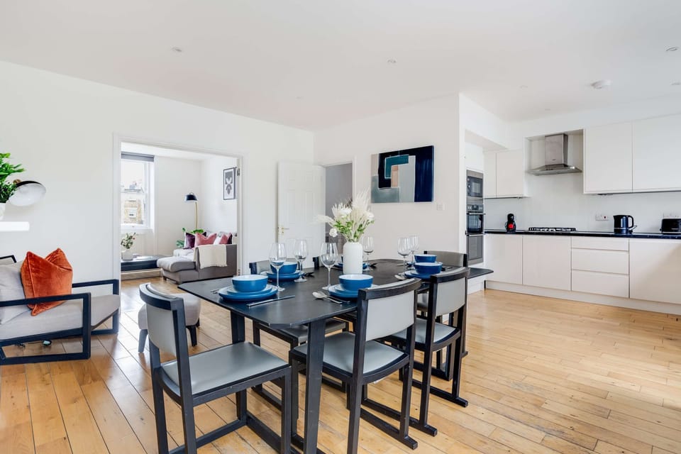 The open-plan living, kitchen and dining area