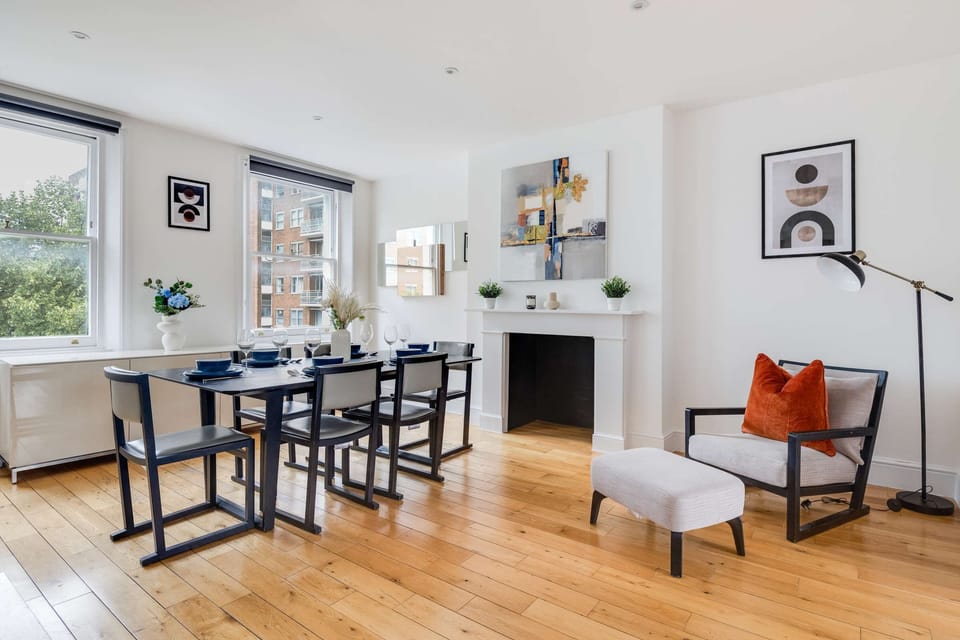 The open-plan living and dining area