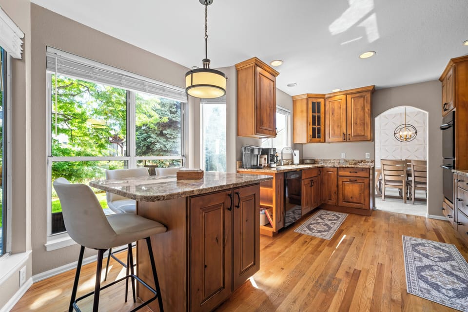 Fully equipped kitchen with generous counter space for easy meals and shared gatherings.