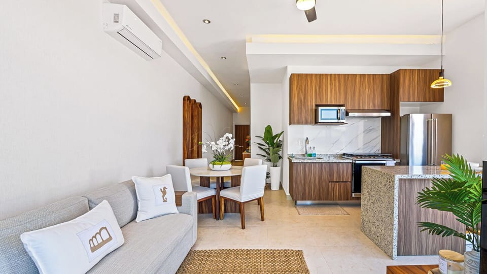 Fully Equipped Kitchen, Dining, and Living Room