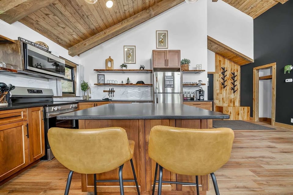 Bar seating in the kitchen