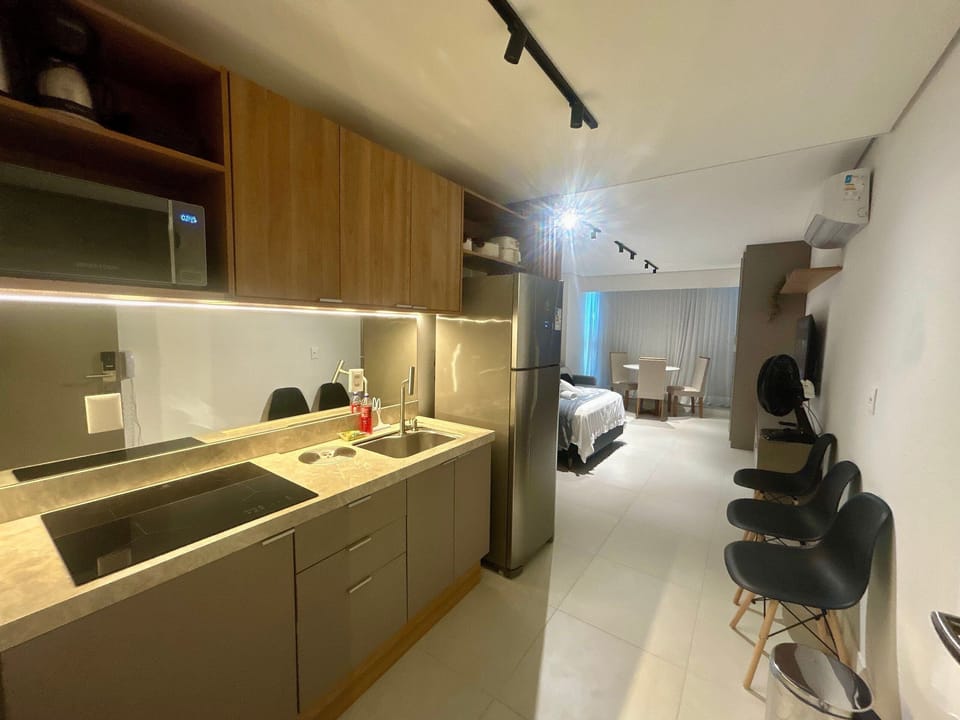 Deluxe Studio | Private kitchen | Espresso maker, full-size fridge, microwave, toaster