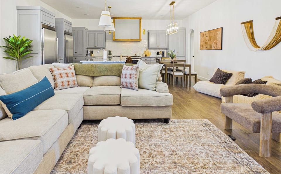 This home is perfect for entertaining! Large sofa for movie night! 