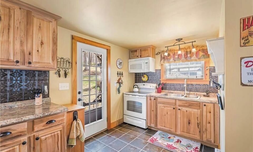 The brand new kitchen has all the conveniences of home. 