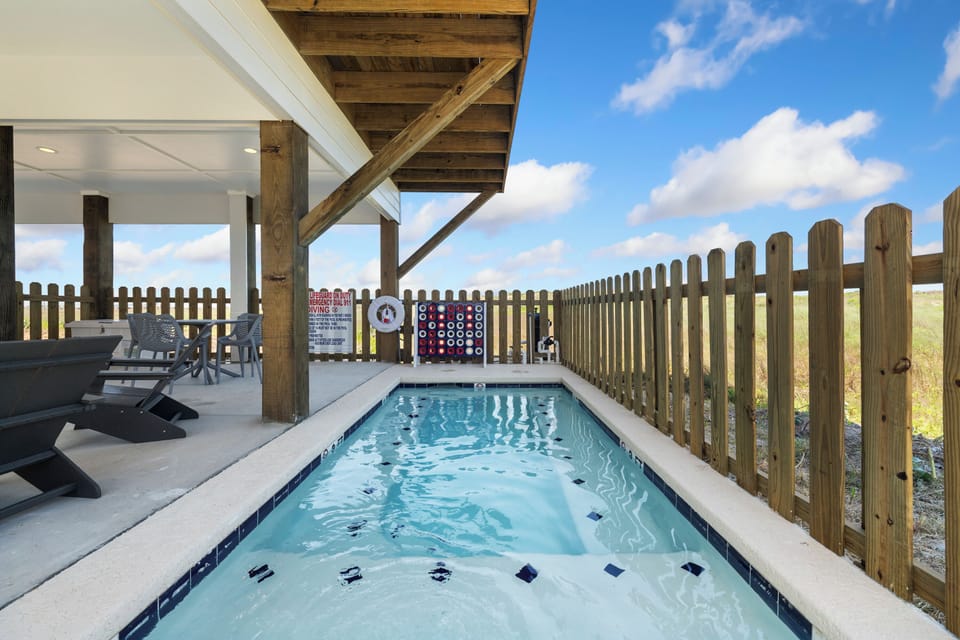 Your private oasis for sunny afternoons. Cool off in the pool, lounge in the shade, or kick back with a giant game of Connect Four.