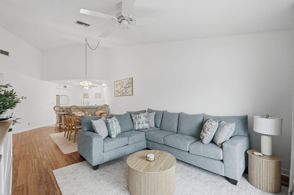 Spacious and comfortable, the living room offers a relaxing space to unwind, watch your favorite shows, or spend quality time together after a day of exploring St. Pete Beach and the surrounding Gulf Coast.