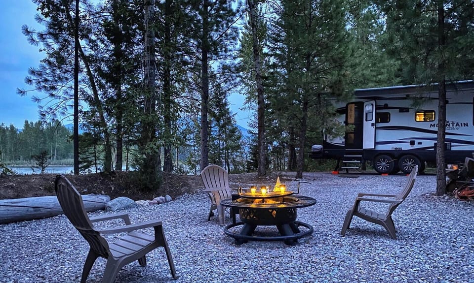 Fire pit on riverfront