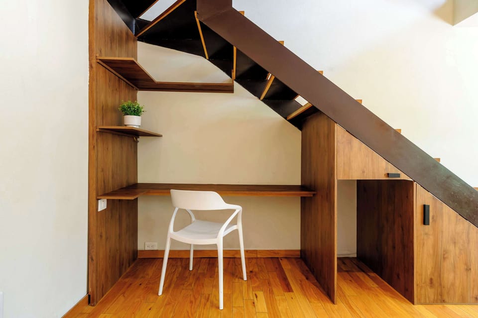 Workspace under the stairs