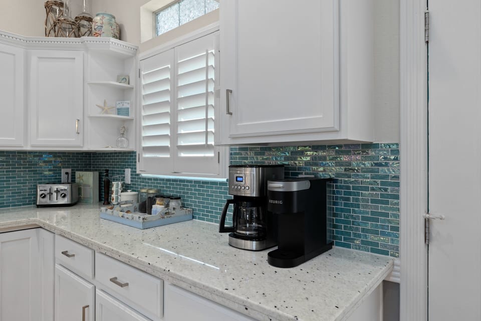 Brew your morning coffee and enjoy a kitchen that's stocked with everything you need.