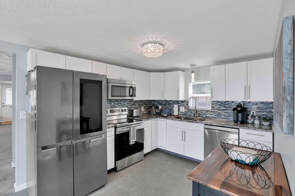 Fully equipped kitchen with everything you need to prepare meals during your stay.