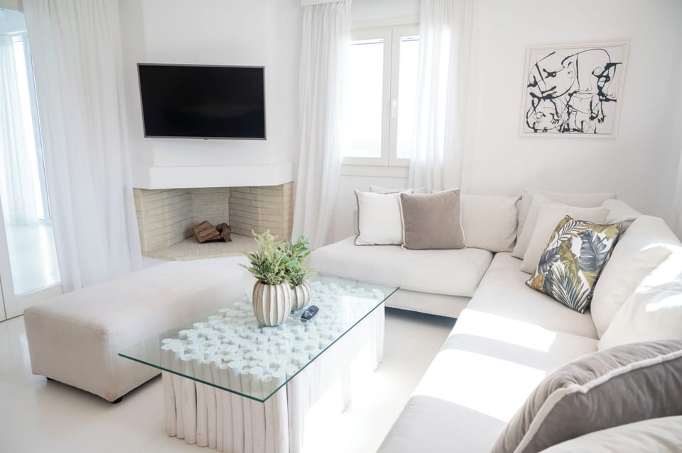 Luxury Villa, Pool View | Living area | 55-inch Smart TV with digital channels
