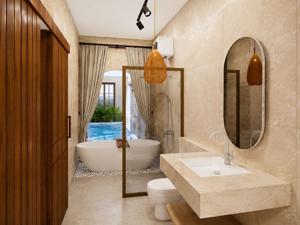 Deluxe Double Room, 1 Queen Bed, Park View, Poolside | Bathroom