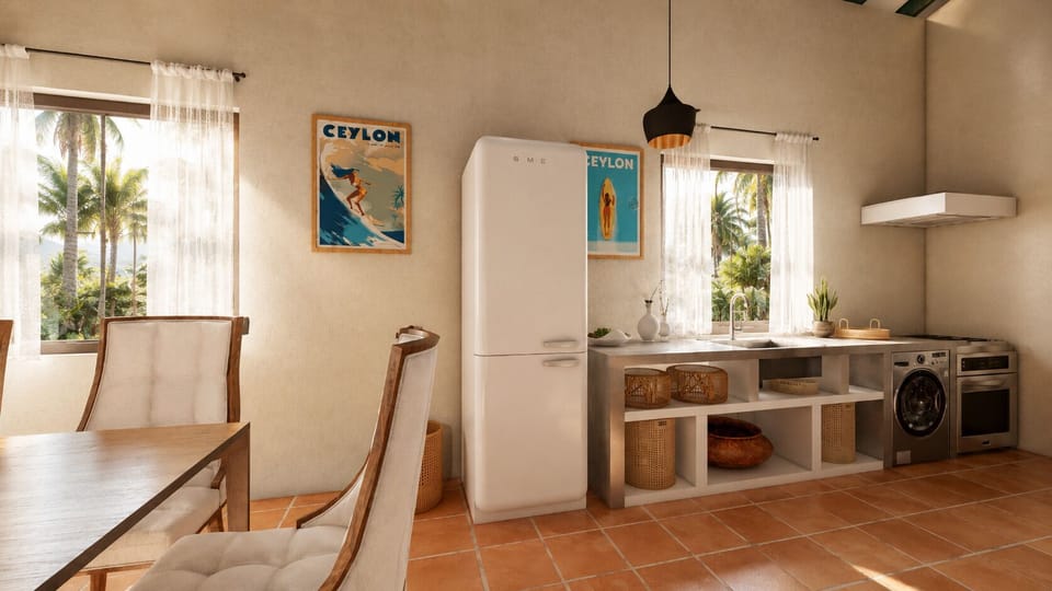 Mini-fridge, microwave, stovetop, cookware/dishes/utensils