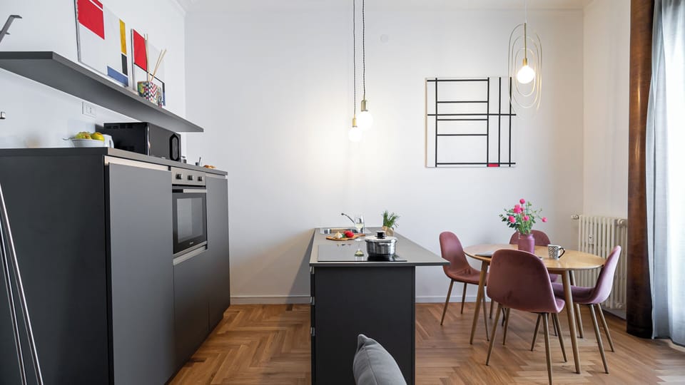Apartment (1 Bedroom) | Private kitchen | Microwave, oven, stovetop, dishwasher