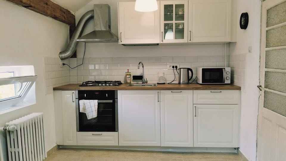 kitchen and dining table in one place