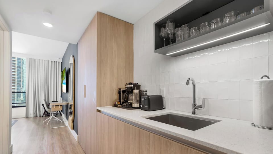 Condo, City View | Private kitchen | Espresso maker, microwave, paper towels