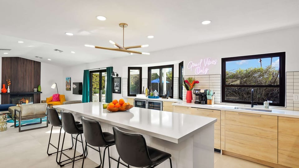 Open Concept of Kitchen, Dining & Living Room