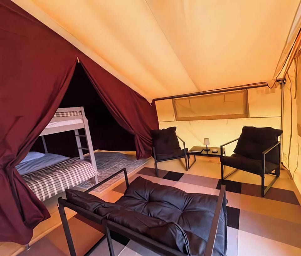 Seating area in Safari tent 